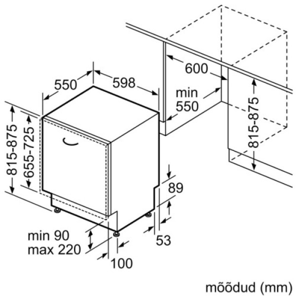 Nõudepesumasin bosch, integreeritav, 60 cm, 48 db Kodumasinad