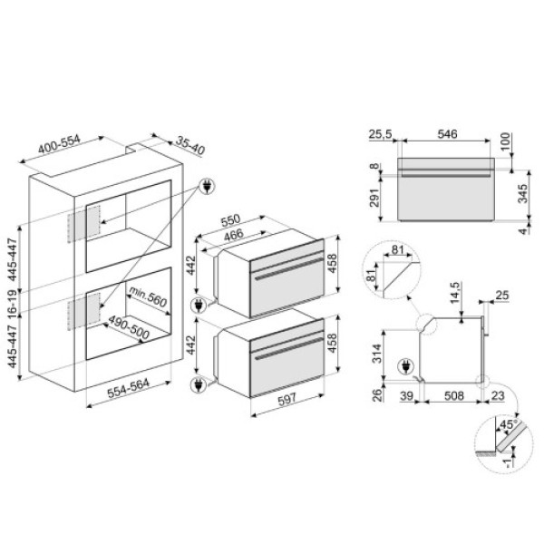 Kompakt mikro-kombiahi smeg linea, aurupuhastus, 40 l, must Kodumasinad