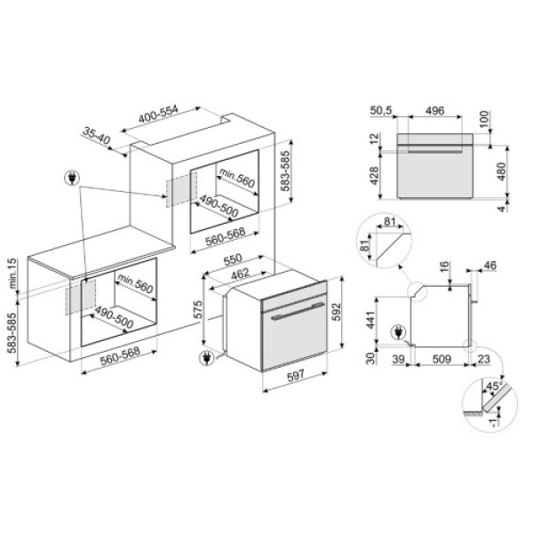 Mikro-kombiahi smeg linea, aurupuhastus, 68 l, must Kodumasinad