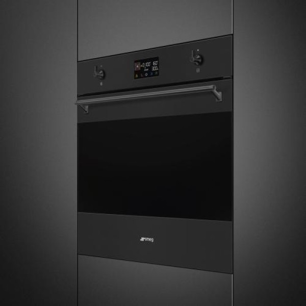 Mikro-kombiahi smeg classic, 68 l, aurupuhastus, matt must