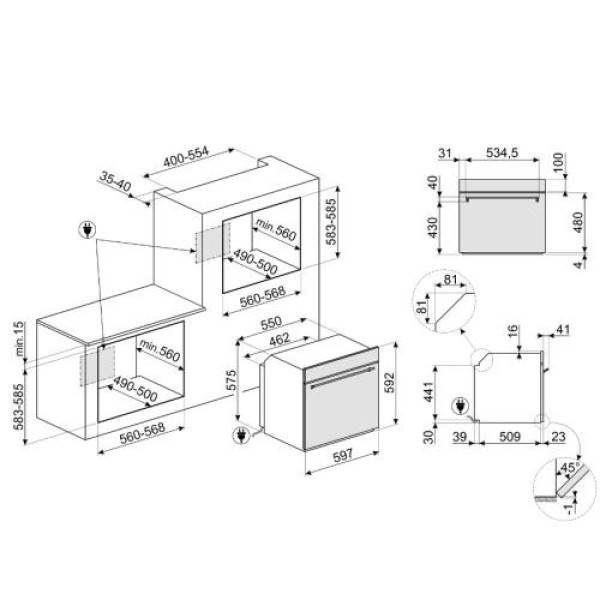 Mikro-kombiahi smeg classic, 68 l, aurupuhastus, matt must