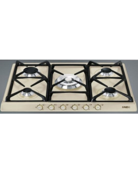 Pliidiplaat smeg cortina, 5 x gaas, 70 cm, kreem/messing