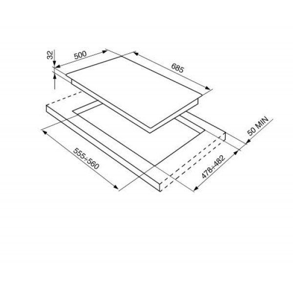 Pliidiplaat smeg cortina, 5 x gaas, 70 cm, kreem/messing Kodumasinad