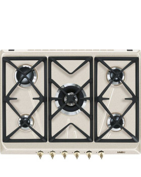 Gaasipliidiplaat smeg colonial, 5 x gaas 70 cm, beež/messing