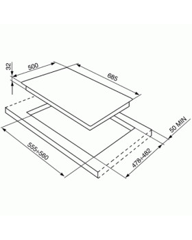 Gaasipliidiplaat smeg colonial, 5 x gaas 70 cm, kreem-foto2