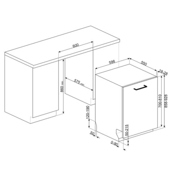 Nõudepesumasin smeg, integreeritav, 3 korvi, 60 cm, 42 db Kodumasinad