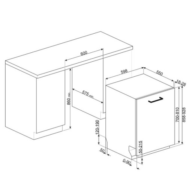 Nõudepesumasin smeg, integreeritav, 3 korvi, a, 60 cm, 42 db Kodumasinad