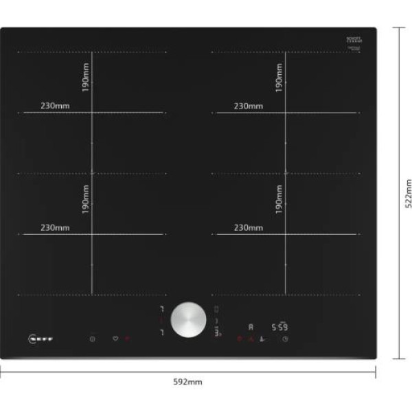 Pliidiplaat neff, 4 x induktsioon, 60 cm, faasitud serv, must
