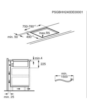 Õhupuhastiga pliidiplaat aeg, 4 x induktsioon, 80 cm, 585 m3/h, 71 db, lõigatud servad, matt must-foto3