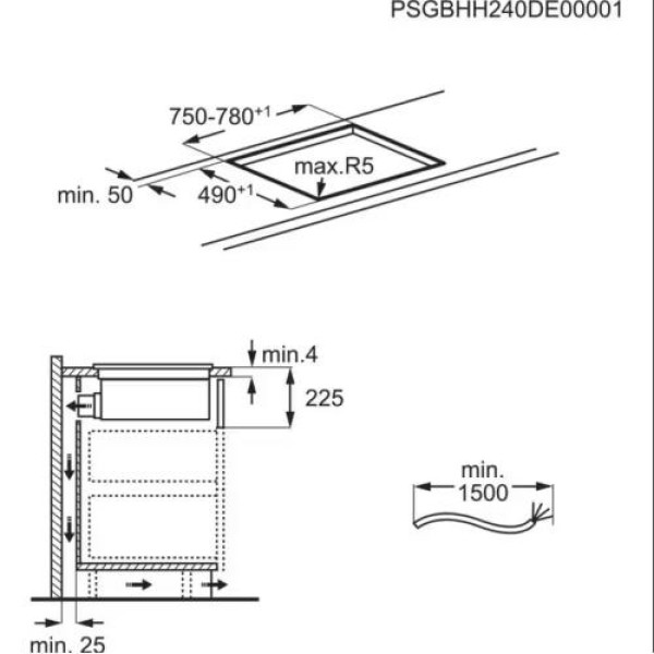 Õhupuhastiga pliidiplaat aeg, 4 x induktsioon, 80 cm, 585 m3/h, 71 db, lõigatud servad, matt must Õhupuhastiga pliidiplaat aeg, 4 x induktsioon, 80 cm, 585 m3/h, 71 db, lõigatud servad, matt must