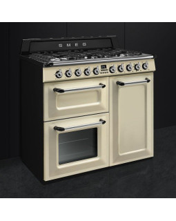 Gaasipliit smeg victoria, 6 x gaas, 3 x elektriahi, aurupuhastus, 100 cm, kreem-foto3