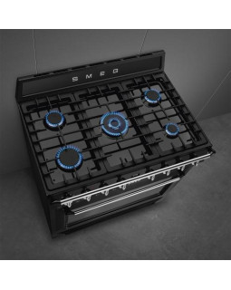 Gaasipliit smeg victoria, 5 x gaas, elektriahi, katalüüs/aurupuhastus, 90 cm, must-foto3