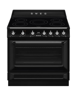 Induktsioonpliit smeg, portofino, 5 x induktsioon, elektriahi, 90 cm, aurupuhastus, must