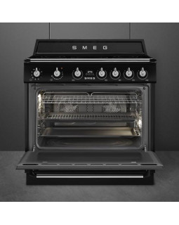 Induktsioonpliit smeg, portofino, 5 x induktsioon, elektriahi, 90 cm, aurupuhastus, must-foto2