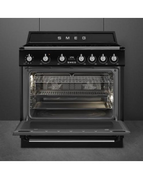 Induktsioonpliit smeg, portofino, 5 x induktsioon, elektriahi, 90 cm, aurupuhastus, must-foto2