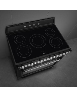 Induktsioonpliit smeg, portofino, 5 x induktsioon, elektriahi, 90 cm, aurupuhastus, must-foto3