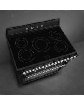 Induktsioonpliit smeg, portofino, 5 x induktsioon, elektriahi, 90 cm, aurupuhastus, must-foto3