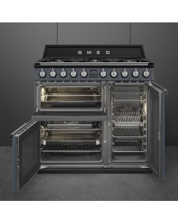 Gaasipliit smeg victoria, 6 x gaas, 3 x elektriahi, aurupuhastus, 90 cm, hall-foto2