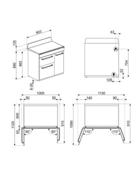 Gaasipliit smeg victoria, 6 x gaas, 3 x elektriahi, aurupuhastus, 90 cm, hall-foto7