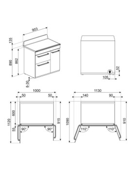 Elektripliit smeg victoria, 5 x induktsioon, elektriahi, aurupuhastus, 90 cm, kreem-foto3