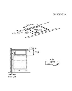 Õhupuhastiga pliidiplaat aeg, 4 x induktsioon, 58 cm, 630 m3/h, 71 db, lõigatud servad, must-foto4