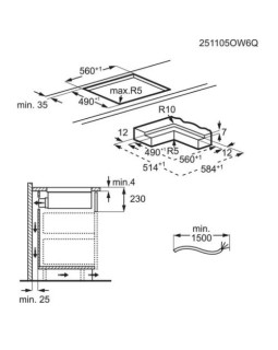 Õhupuhastiga pliidiplaat aeg, 4 x induktsioon, 58 cm, 630 m3/h, 71 db, lõigatud servad, must-foto5