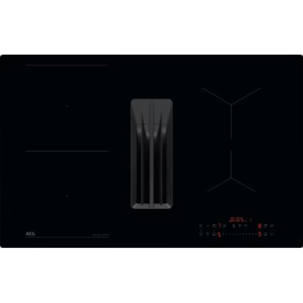 Õhupuhastiga pliidiplaat aeg, 4 x induktsioon, 80 cm, 630 m3/h, 71 db, lõigatud servad, must