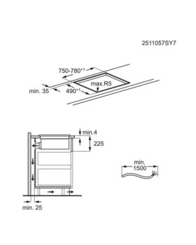 Õhupuhastiga pliidiplaat aeg, 4 x induktsioon, 80 cm, 630 m3/h, 71 db, lõigatud servad, must-foto5