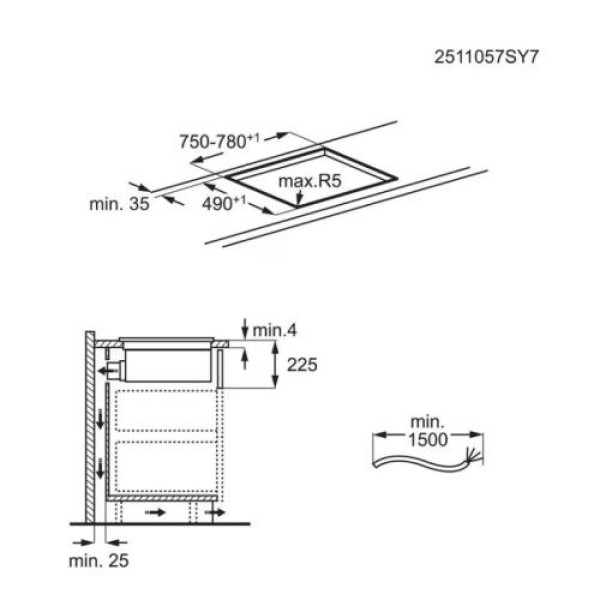 Õhupuhastiga pliidiplaat aeg, 4 x induktsioon, 80 cm, 630 m3/h, 71 db, lõigatud servad, must