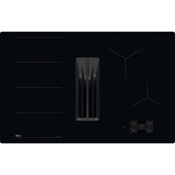 Õhupuhastiga pliidiplaat aeg, 4 x induktsioon, 80 cm, 650 m3/h, 66 db, lõigatud servad, must Õhupuhastiga pliidiplaat aeg, 4 x induktsioon, 80 cm, 650 m3/h, 66 db, lõigatud servad, must