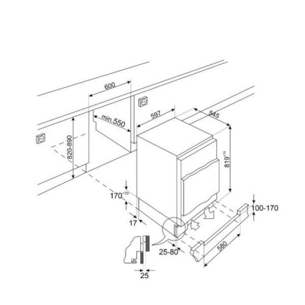 Sügavkülmik smeg, integreeritav, 82 cm, 86 l, 39 db, mehaaniline juhtimine, valge Kodumasinad