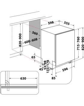 Nõudepesumasin whirlpool, integreeritav, 3 korvi, 60 cm, 42 db-foto4