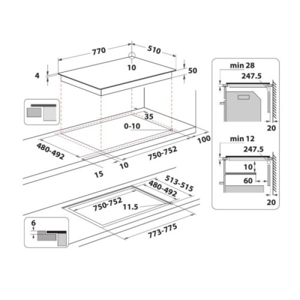 Pliidiplaat whirlpool, 4 x induktsioon, flexi tsoon, 6 senselive, 77 cm, must Kodumasinad