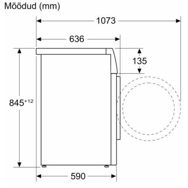 Pesumasin bosch, eestlaetav, 9 kg, seeria 6, 1600 p/min, valge