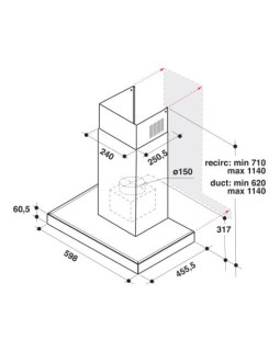 Õhupuhastaja whirlpool, seina, 60 cm, 730/390 m3/h, 60 db, must-foto5