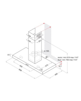 Pliidiõhupuhastaja whirlpool, 90 cm, 730 m3/h, roostevaba teras-foto4