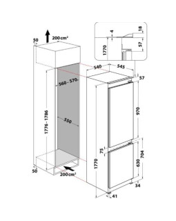 Külmik whirlpool, integreeritav, 177 cm, 189/79 l, 34 db, elektrooniline juhtimine, valge-foto2
