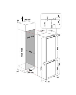 Külmik whirlpool, integreeritav, 177 cm, 189/79 l, 34 db, elektrooniline juhtimine, stopfrost, valge-foto2