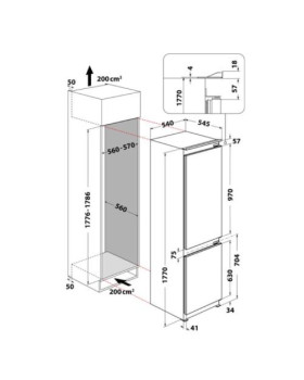 Külmik whirlpool, integreeritav, 177 cm, 189/79 l, 34 db, elektrooniline juhtimine, stopfrost, valge-foto2