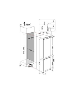 Külmik whirlpool, integreeritav, 177 cm, 189/79 l, 34 db, elektrooniline juhtimine, valge-foto4