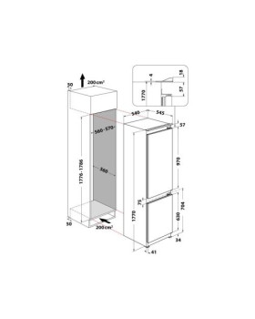 Külmik whirlpool, integreeritav, 177 cm, 189/79 l, 34 db, elektrooniline juhtimine, valge-foto4