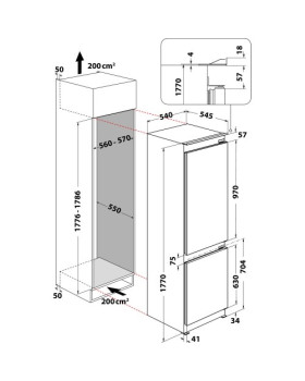 Külmik whirlpool, integreeritav, 177 cm, 182/68 l, 32 db, elektrooniline juhtimine, nofrost, valge-foto2