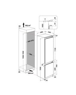 Külmik whirlpool, integreeritav, 194 cm, 221/79 l, 34db, elektrooniline juhtimine, stopfrost, valge-foto2
