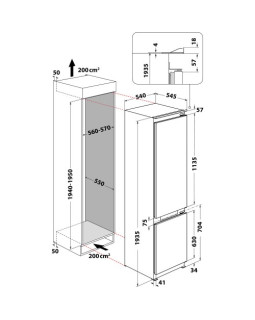 Külmik whirlpool, integreeritav, 194 cm, 212/68 l, 32 db, elektrooniline juhtimine, nofrost, valge-foto3