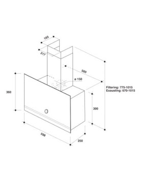 Õhupuhastaja whirlpool, seina, 60 cm, 490 m3/h, 65 db, must-foto3