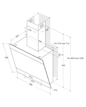 Õhupuhastaja whirlpool, seina, 60 cm, 650 m3/h, 65 db, valge-foto2