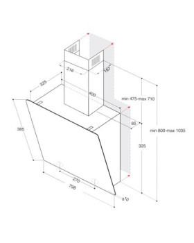 Õhupuhastaja whirlpool, seina, 80 cm, 650 m3/h, 65 db, must-foto2