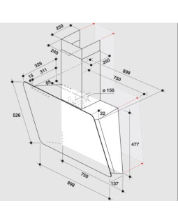 Õhupuhastaja whirlpool, 90 cm, 740 m3/h, must-foto4