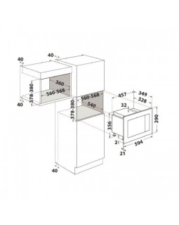 Mikrolaineahi whirlpool, integreeritav, 20 l, 1000/800 w, must-foto2