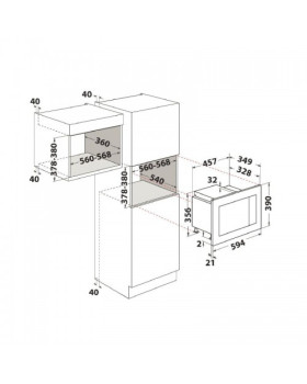 Mikrolaineahi whirlpool, integreeritav, 20 l, 1000/800 w, must-foto2